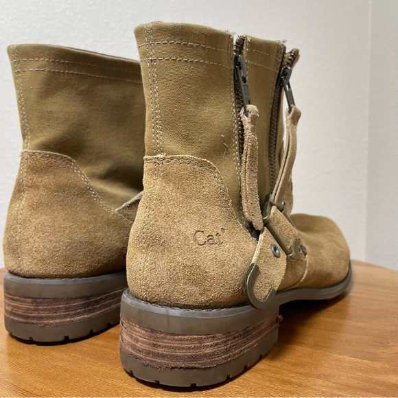 Women’s CAT Caterpillar Moto Zipper Work Boots Size 10/41 Camel Suede - Picture 8 of 16